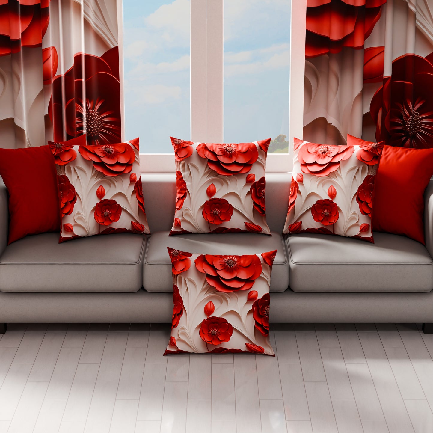 Coussins, Housses de Coussins pour Canapé, Coussins Décoratifs en Impression Digitale Florale 05-14