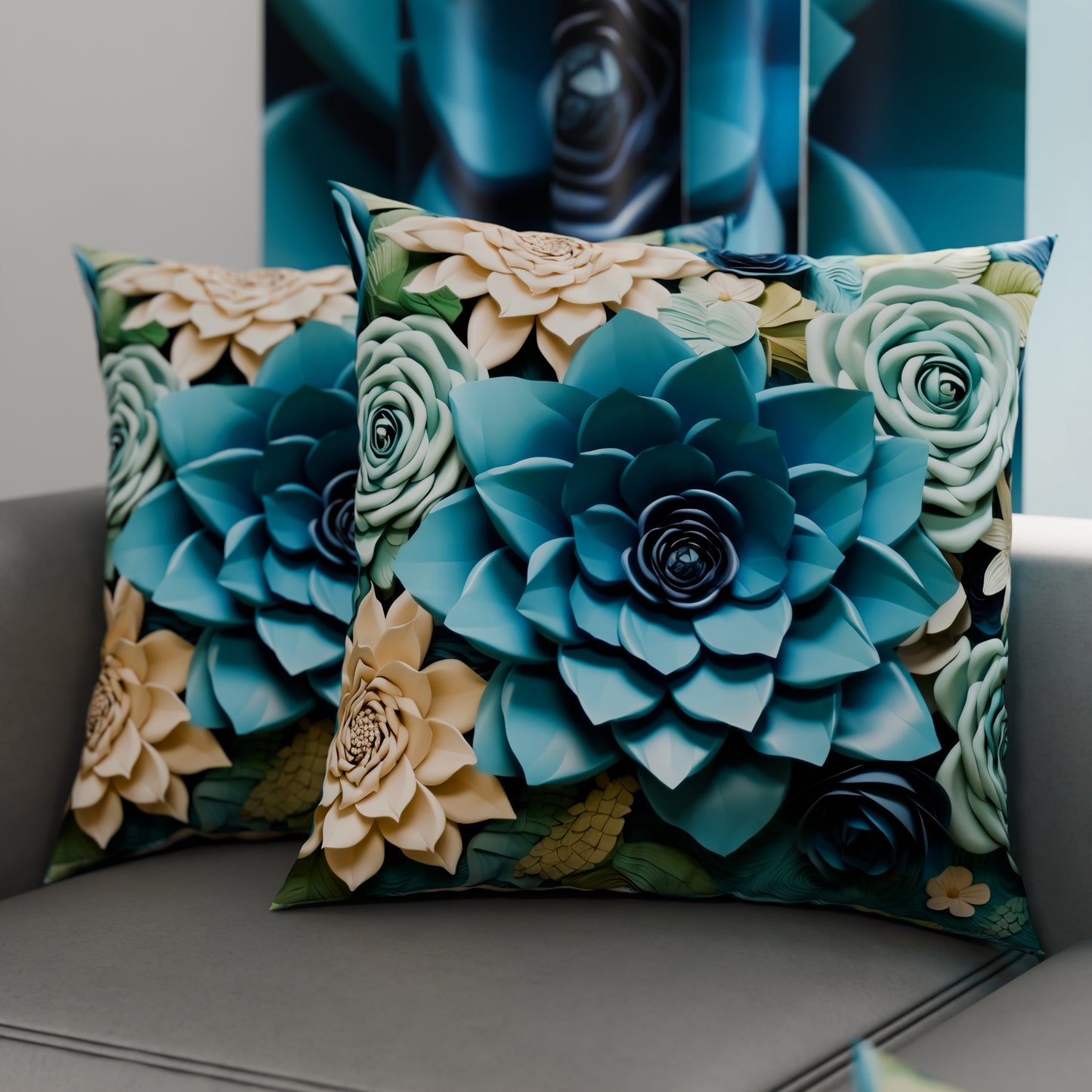 Coussins, Housses de Coussins pour Canapé, Coussins Décoratifs en Impression Digitale Florale 05-15