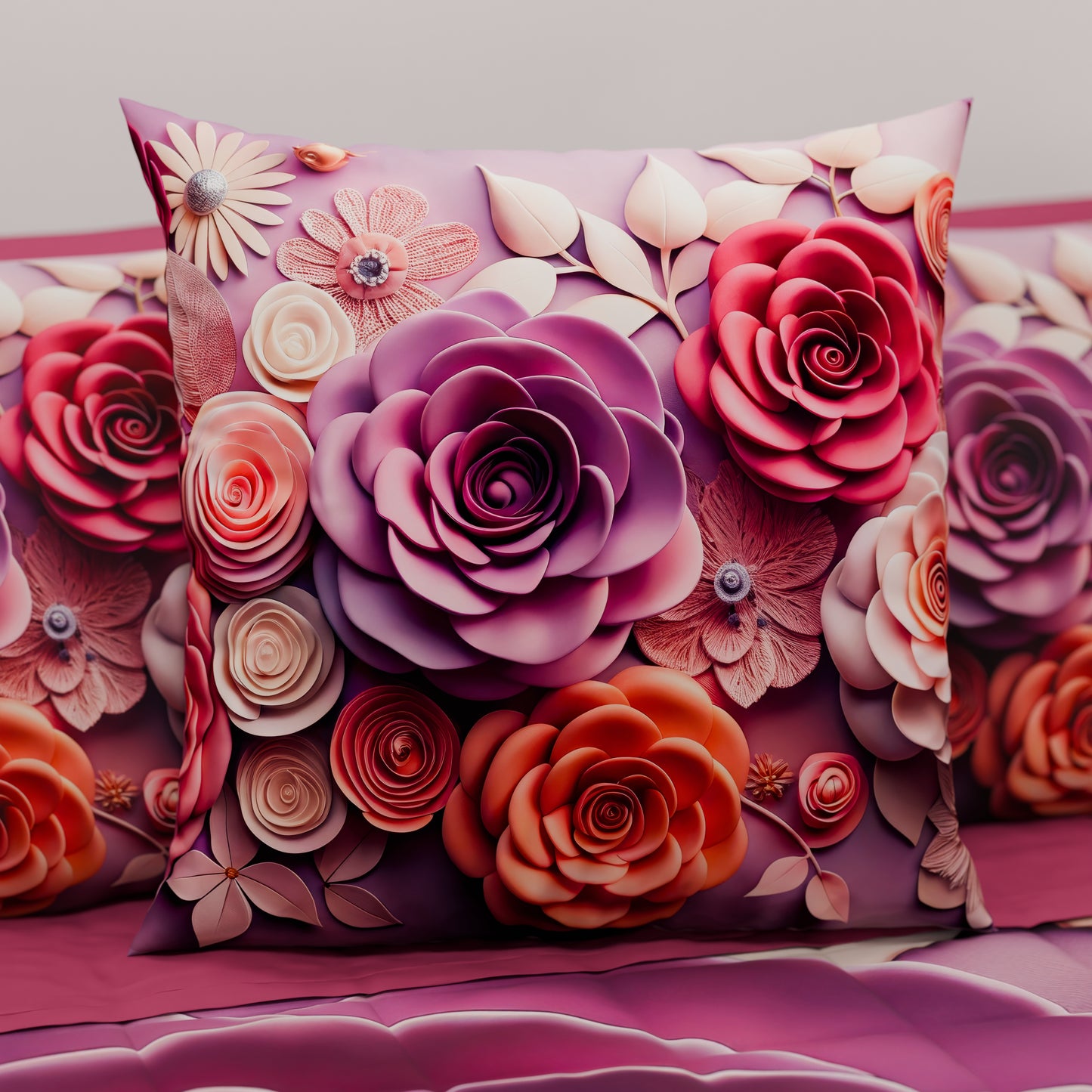 Coussins, Housses de coussin pour canapé, Coussins décoratifs en impression numérique florale 05-17