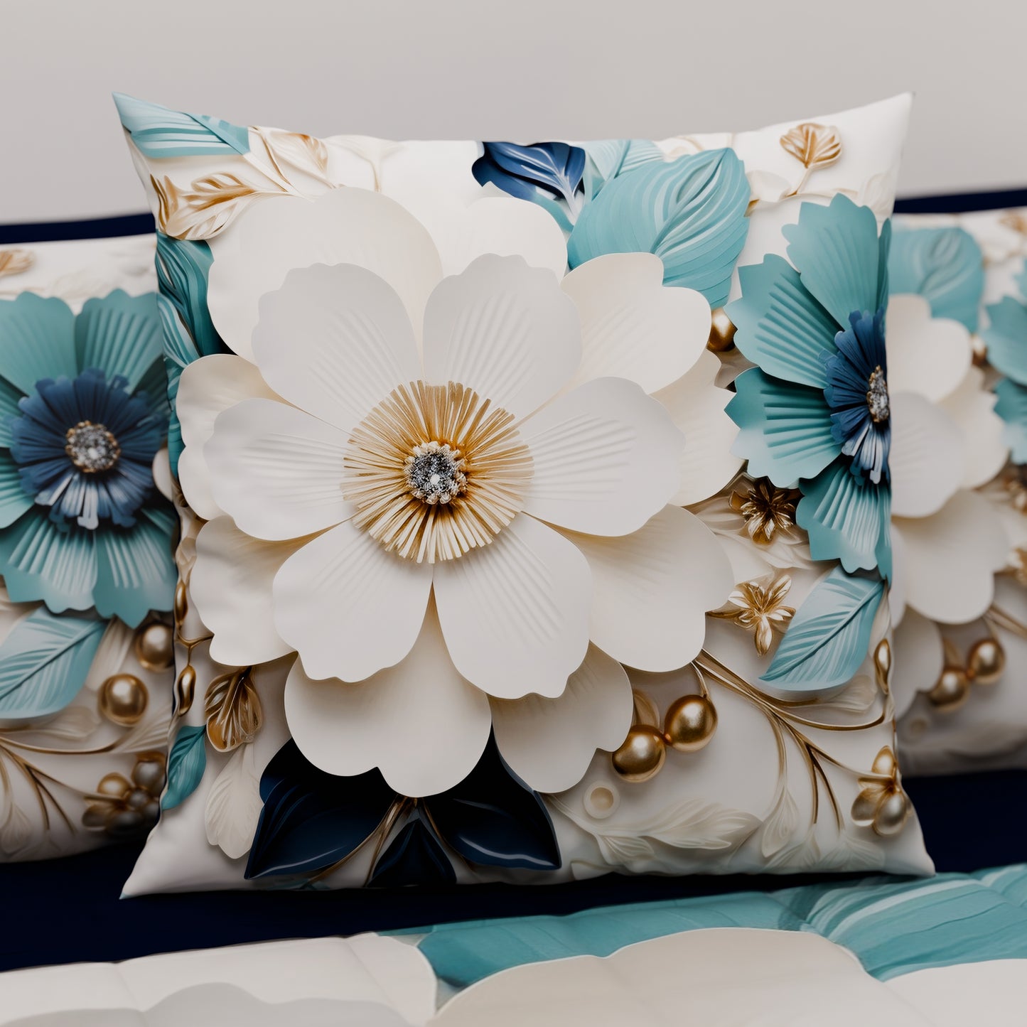 Coussins, Housses de coussin pour canapé, Coussins décoratifs en impression numérique florale 05-19