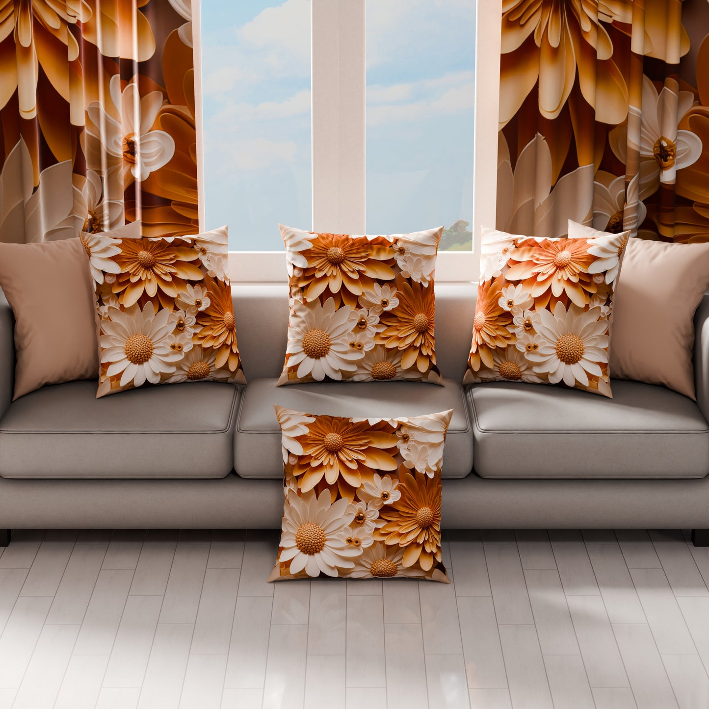 Coussins, Housses de Coussins pour Canapé, Coussins Décoratifs en Impression Digitale Florale 05-2