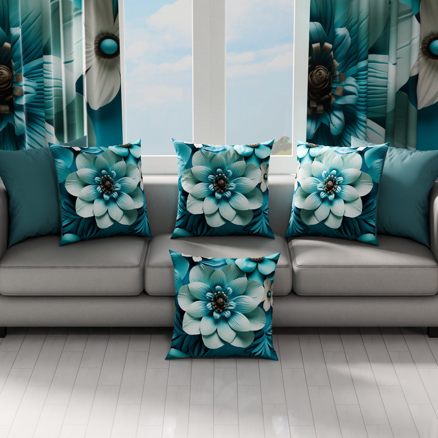 Coussins, Housses de coussin pour canapé, Coussins décoratifs en impression numérique florale 05-21