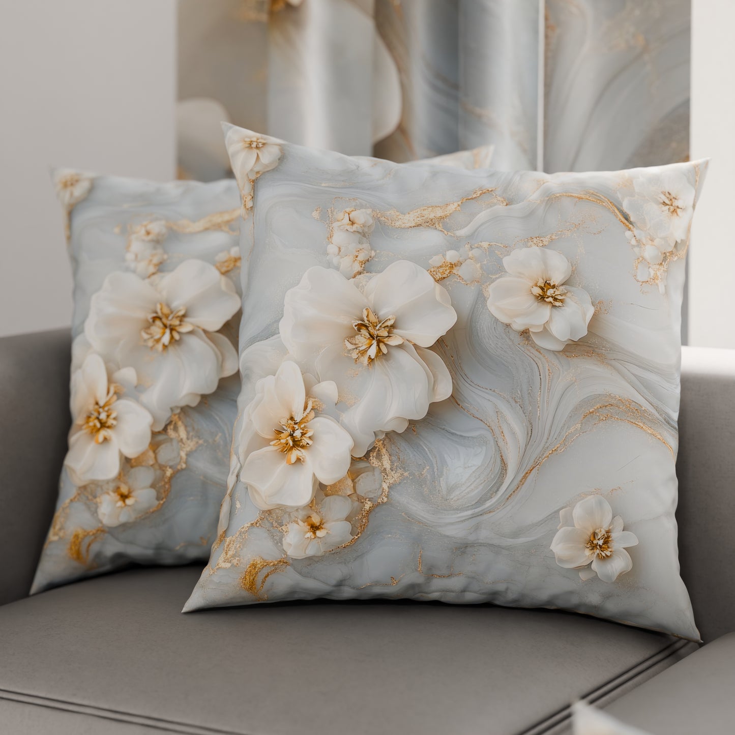 Coussins, Housses de Coussin pour Canapé, Coussins Décoratifs en Impression Digitale Florale 06-1