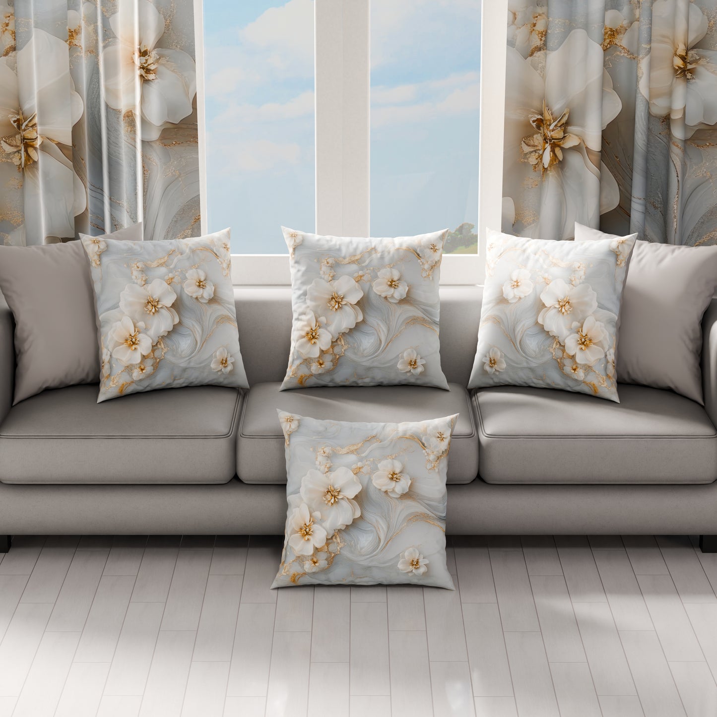 Coussins, Housses de Coussin pour Canapé, Coussins Décoratifs en Impression Digitale Florale 06-1