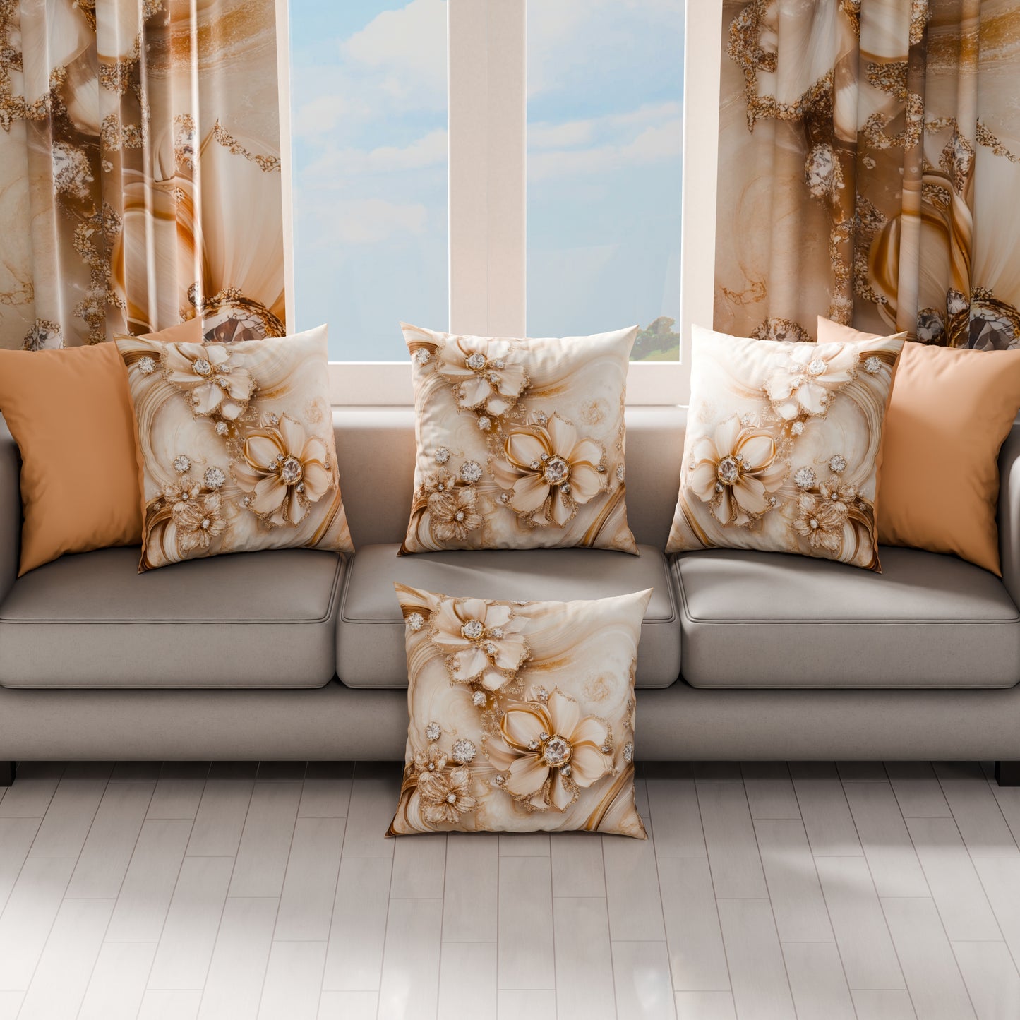 Coussins, Housses de coussin pour canapé, Coussins décoratifs en impression numérique florale 06-13