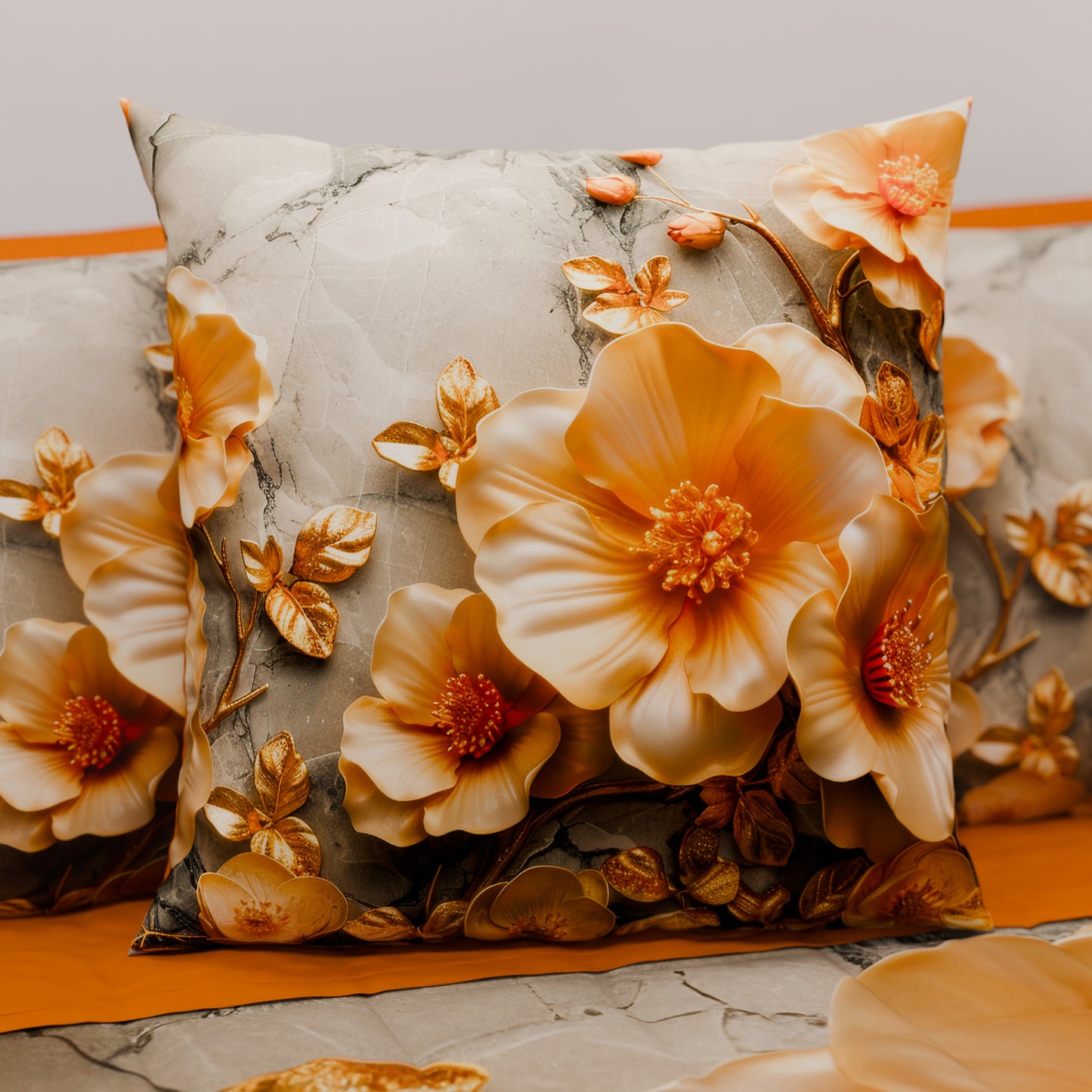 Coussins, Housses de coussin pour canapé, Coussins décoratifs en impression numérique florale 06-17