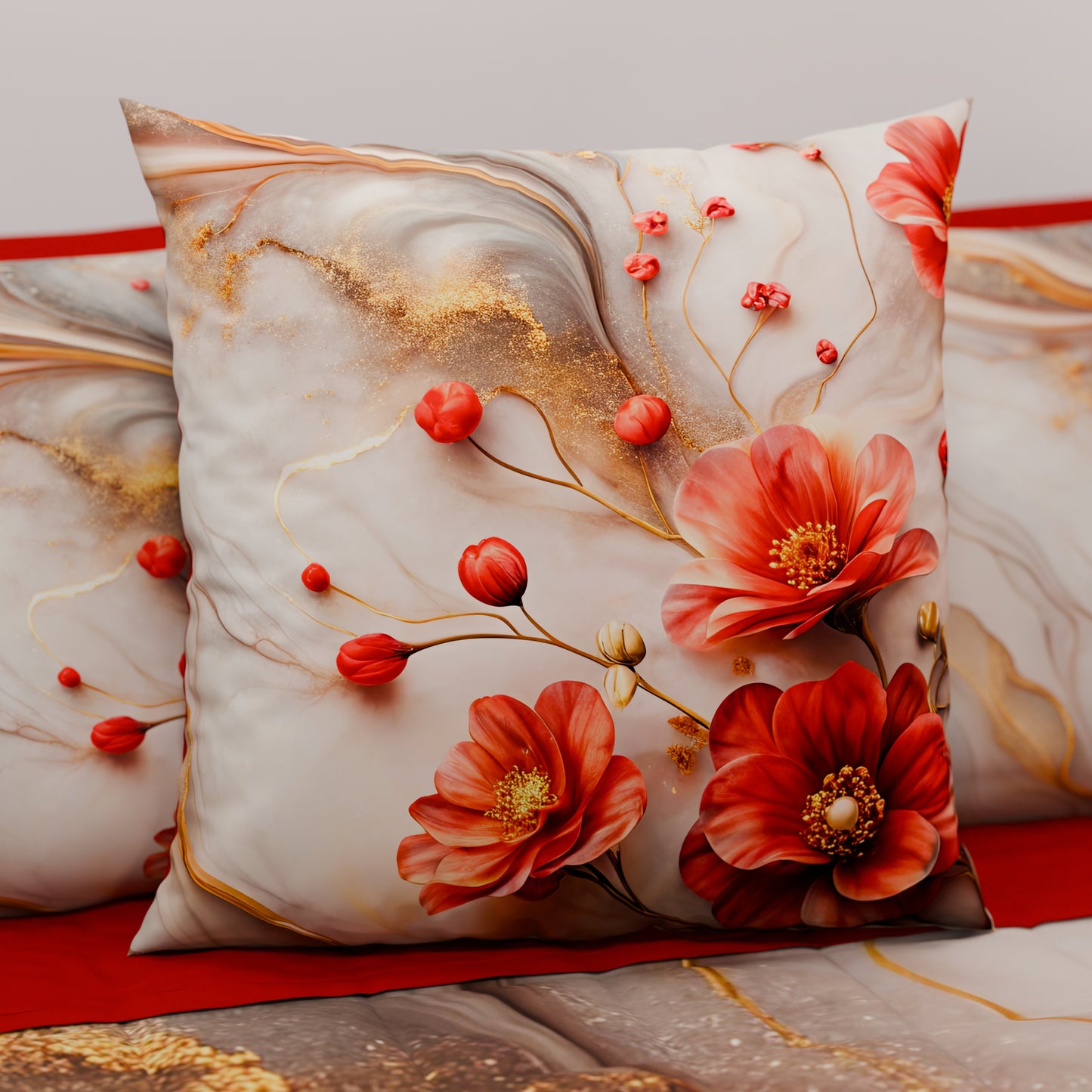 Coussins, Housses de Coussin pour Canapé, Coussins Décoratifs en Impression Digitale Florale 06-2