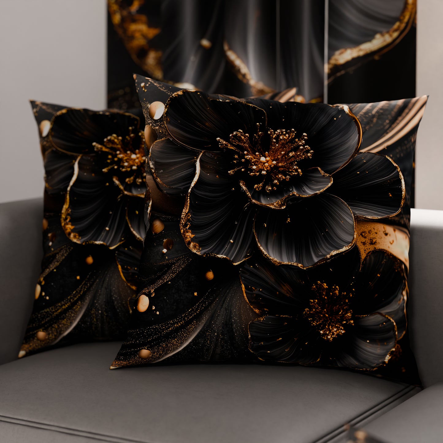 Coussins, Housses de coussin pour canapé, Coussins décoratifs en impression numérique florale 06-22