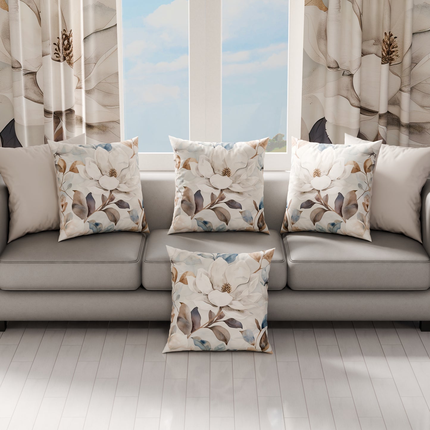 Coussins, Housses de coussin pour canapé, Coussins décoratifs en impression numérique florale F16