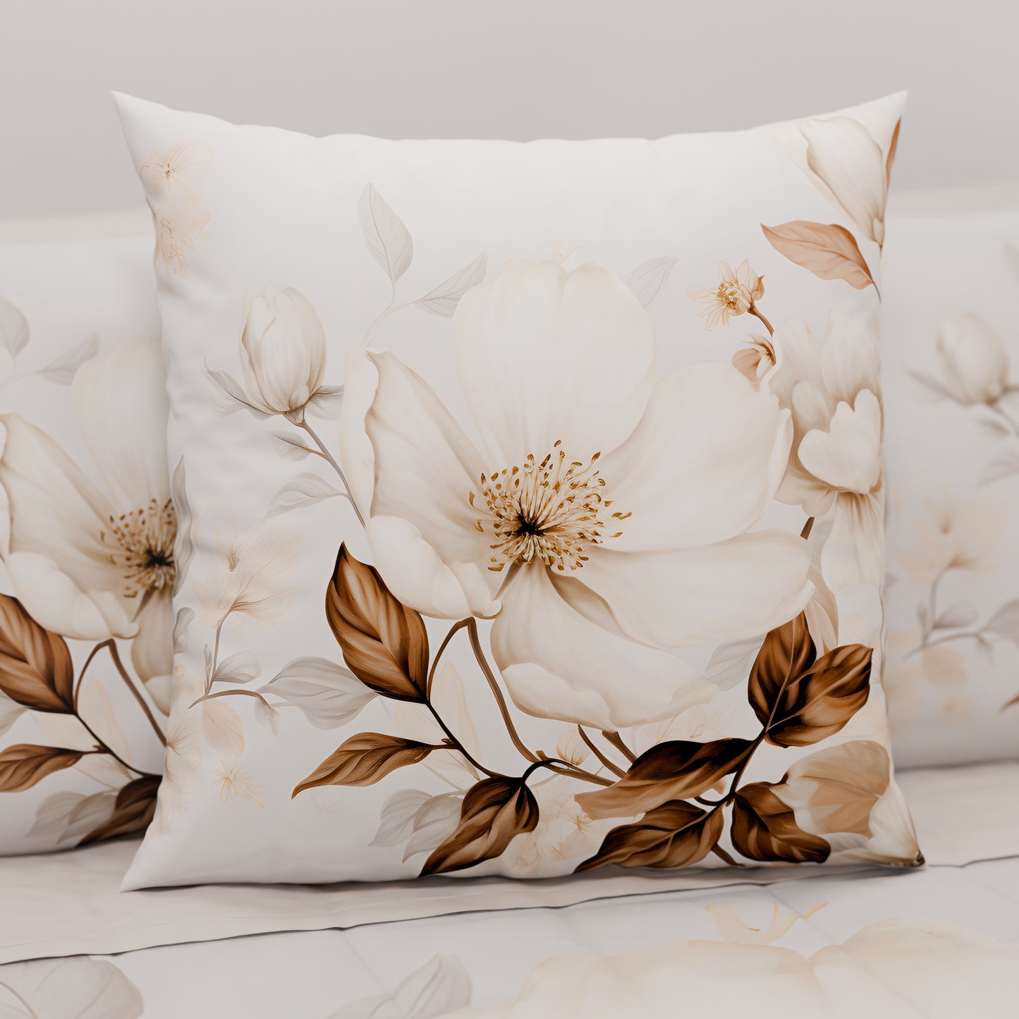Coussins, Housses de coussin pour canapé, Coussins décoratifs en impression numérique florale F18