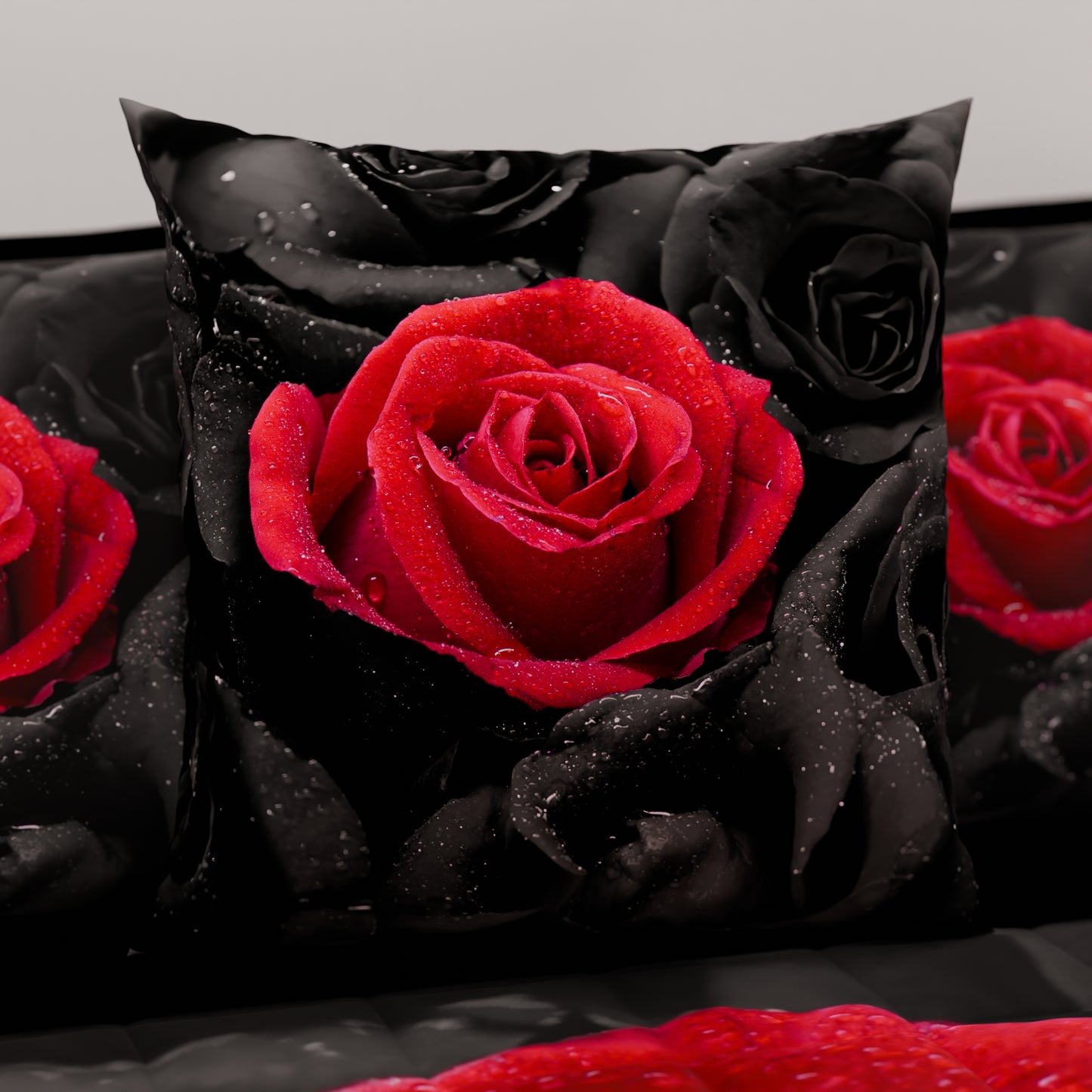Coussins, housses de coussin pour canapé, coussins décoratifs en impression numérique Roses noires