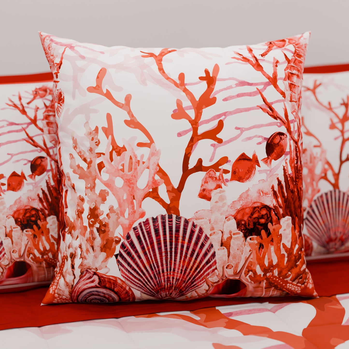 Coussins, Housses de Coussin pour Canapé, Coussins Décoratifs en Impression Digitale Corail Rouge