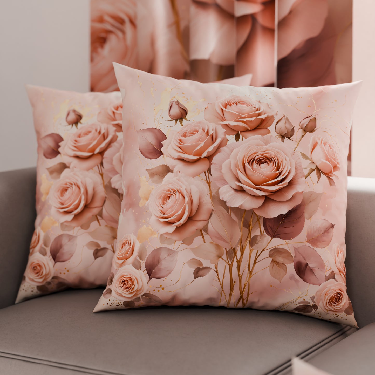 Cuscini, Copricuscini Divano, Cuscini Arredo in Stampa Digitale Floreale Fiore Rosa