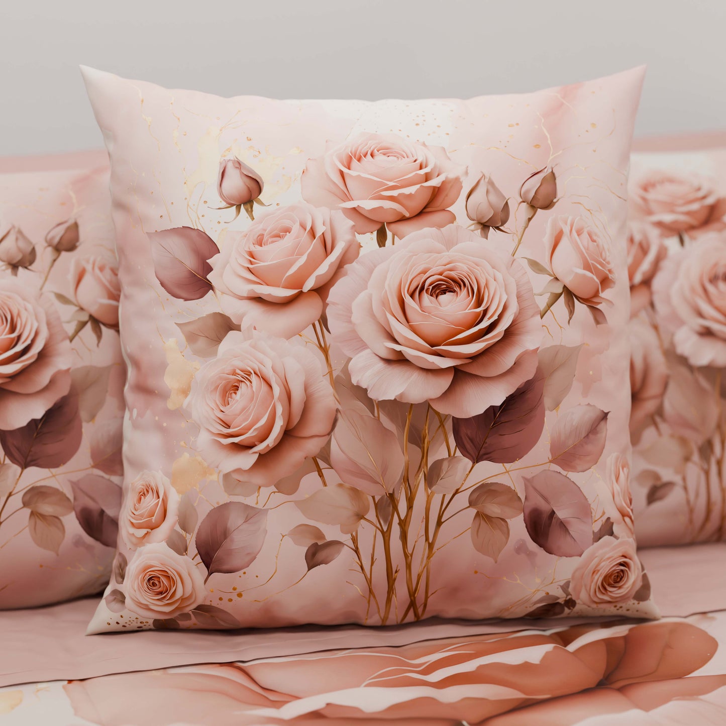 Cuscini, Copricuscini Divano, Cuscini Arredo in Stampa Digitale Floreale Fiore Rosa