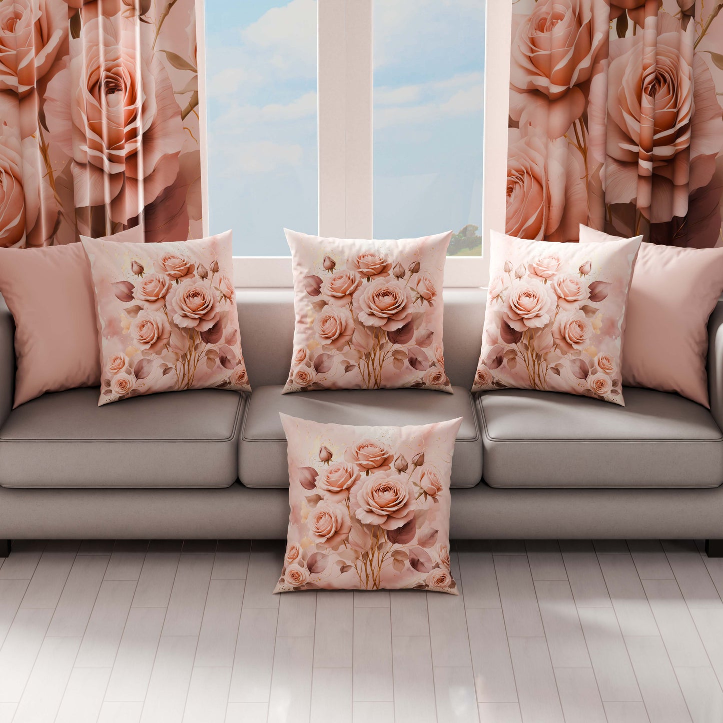Cuscini, Copricuscini Divano, Cuscini Arredo in Stampa Digitale Floreale Fiore Rosa
