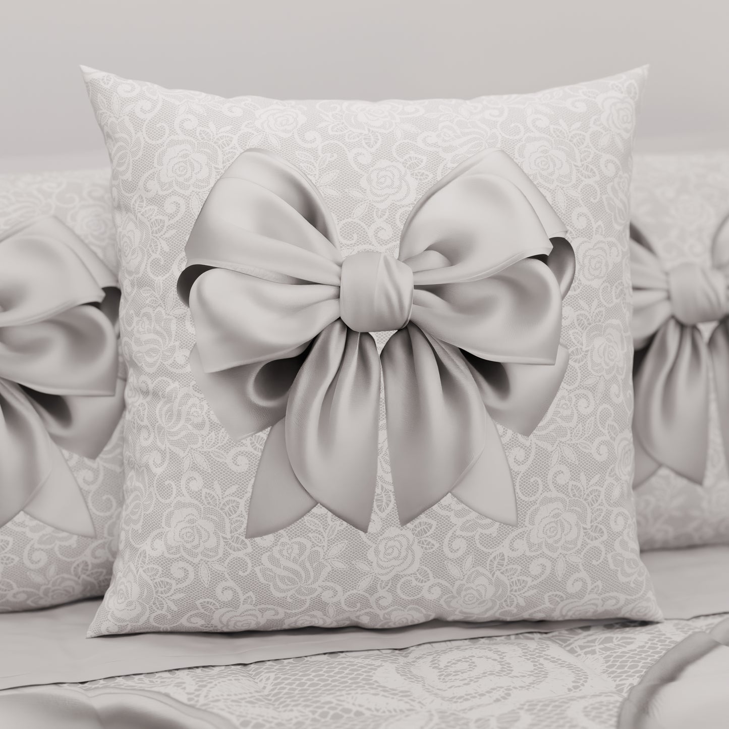 Coussins, Housses de coussin pour canapé, Coussins décoratifs en impression numérique Noeud Gris