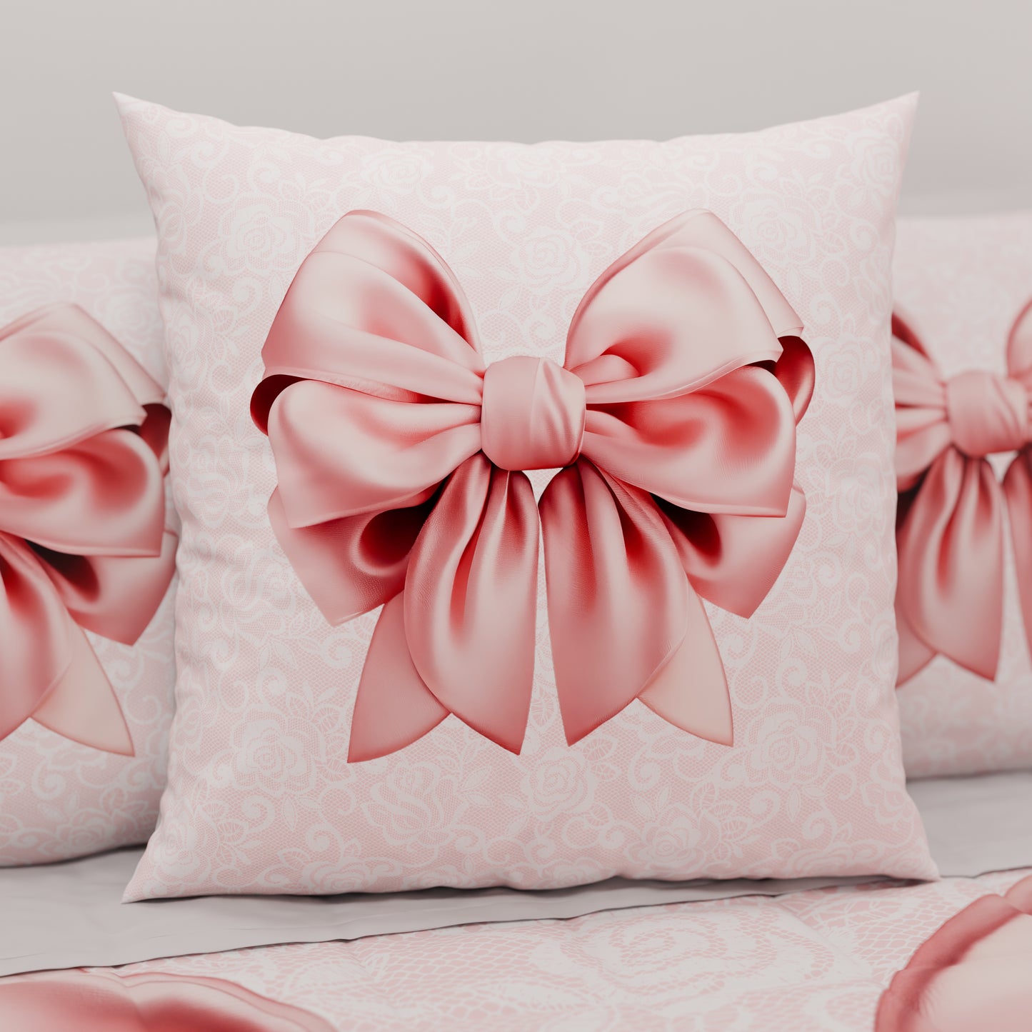 Coussins, housses de coussin pour canapé, coussins décoratifs en impression numérique Nœud rose