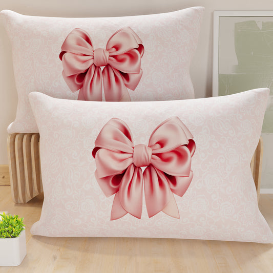 Federe Cuscini Letto Stampa Digitale Fiocco Rosa 40x70 Made in Italy | PETTI