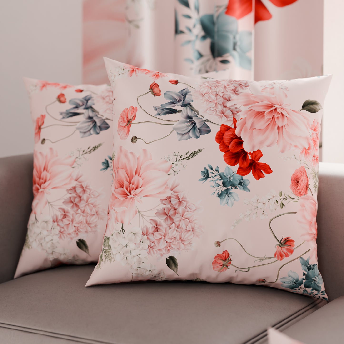 Coussins, Housses de coussin pour canapé, Coussins décoratifs en impression numérique Floral 19-03