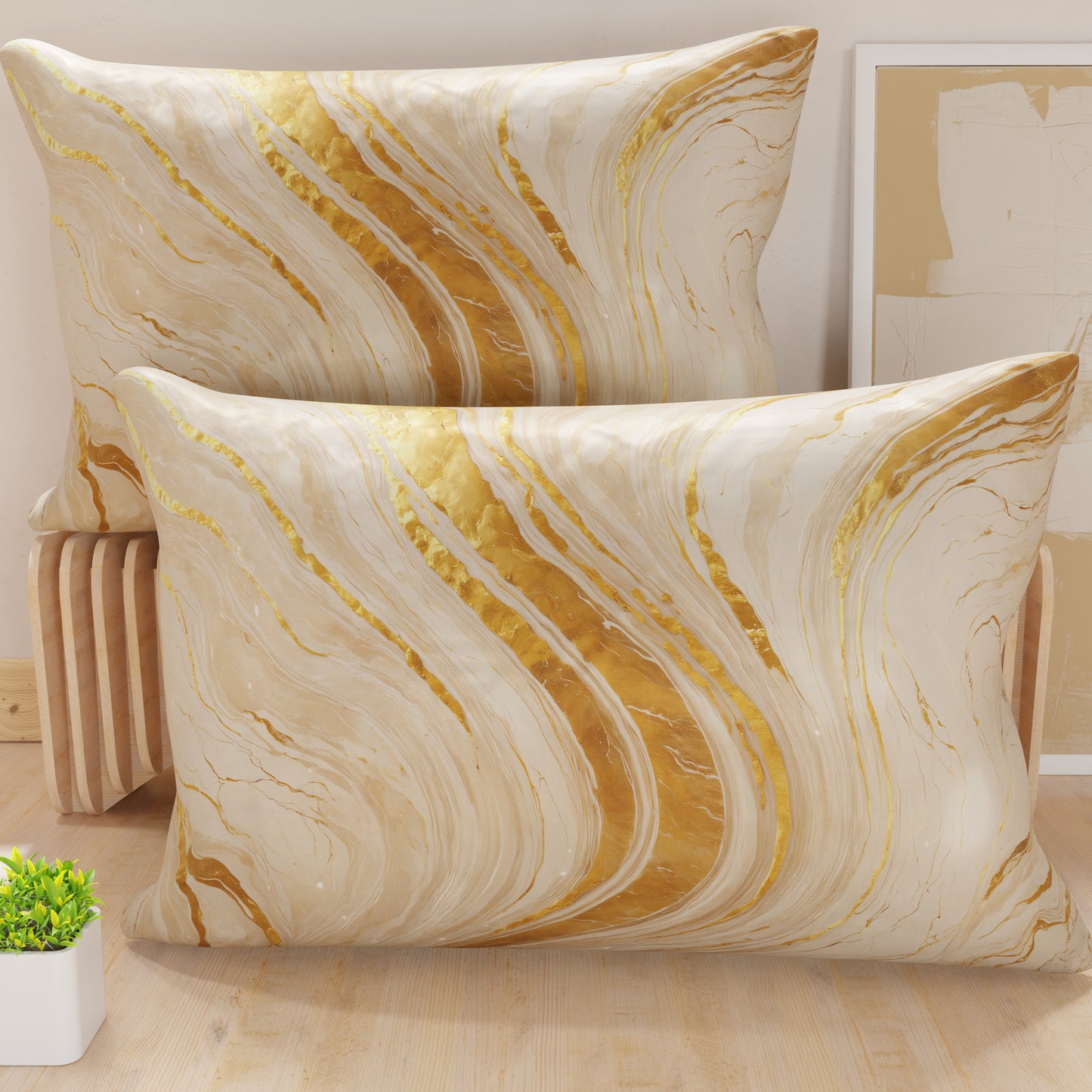 Taies d'oreiller en impression numérique, Marbre Beige