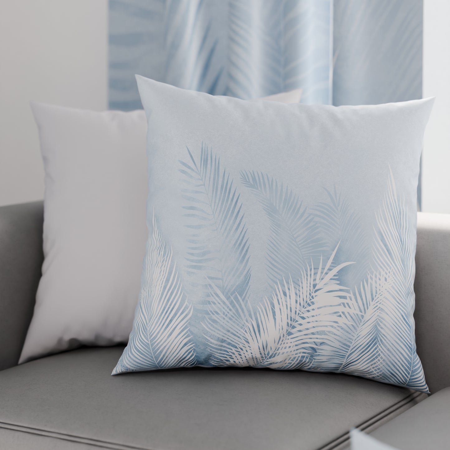 Coussins, Housses de coussin pour canapé, Coussins décoratifs en impression numérique Feuille Céleste
