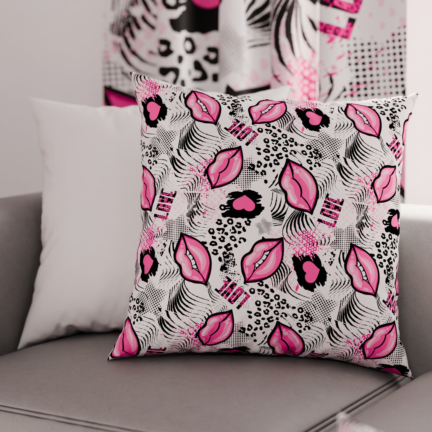 Cuscini, Copricuscini Divano, Cuscini Arredo in Stampa Digitale Lipstick Bianco