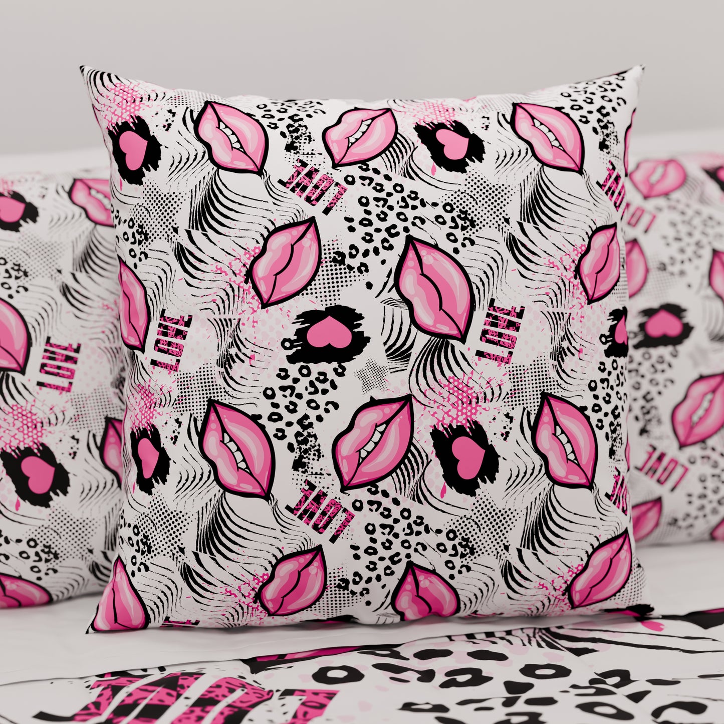 Cuscini, Copricuscini Divano, Cuscini Arredo in Stampa Digitale Lipstick Bianco