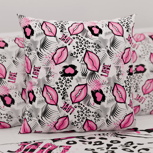 Cuscini, Copricuscini Divano, Cuscini Arredo in Stampa Digitale Lipstick Bianco