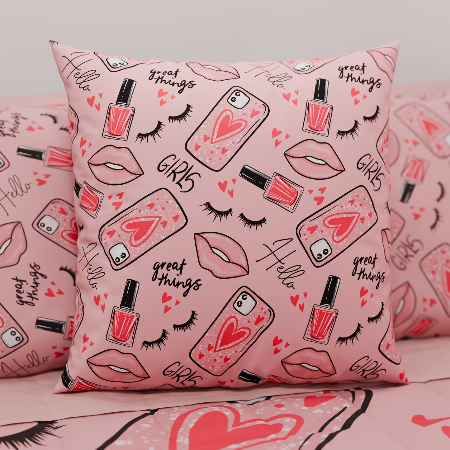 Cuscini, Copricuscini Divano, Cuscini Arredo in Stampa Digitale Lipstick Rosa