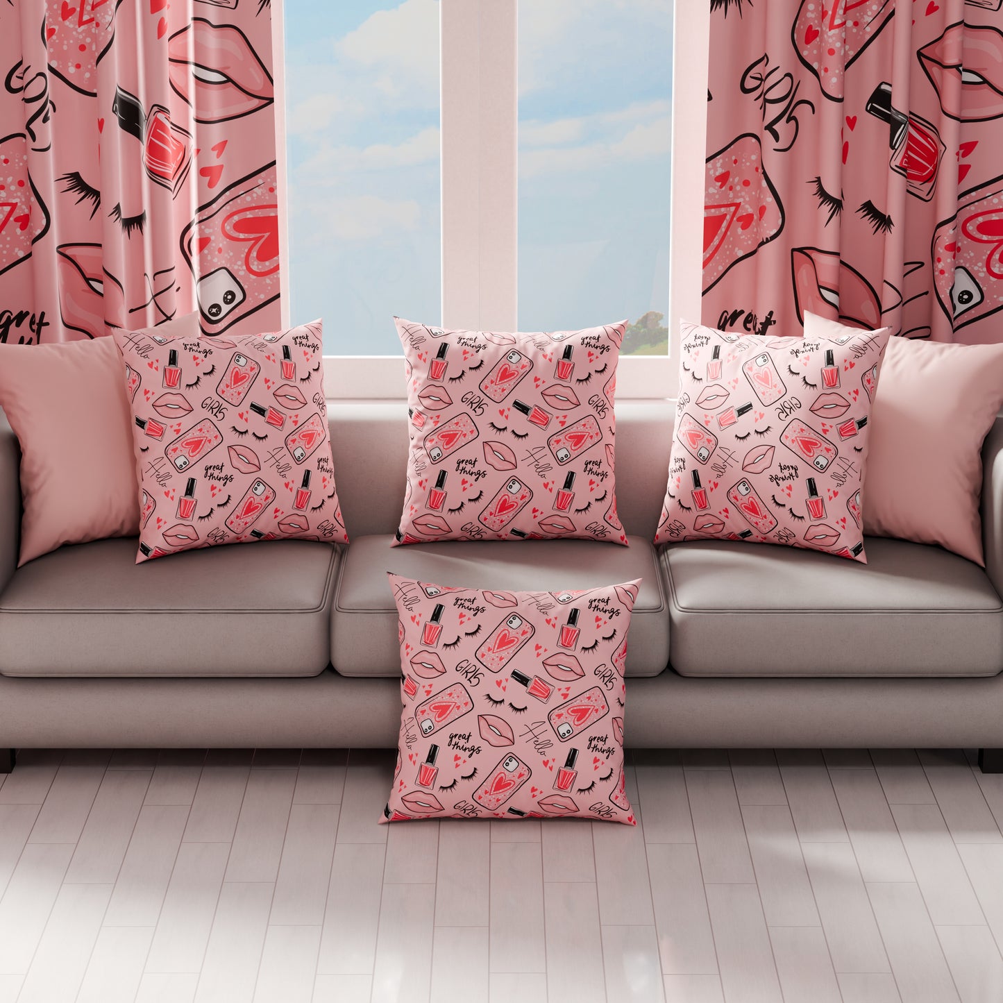 Cuscini, Copricuscini Divano, Cuscini Arredo in Stampa Digitale Lipstick Rosa