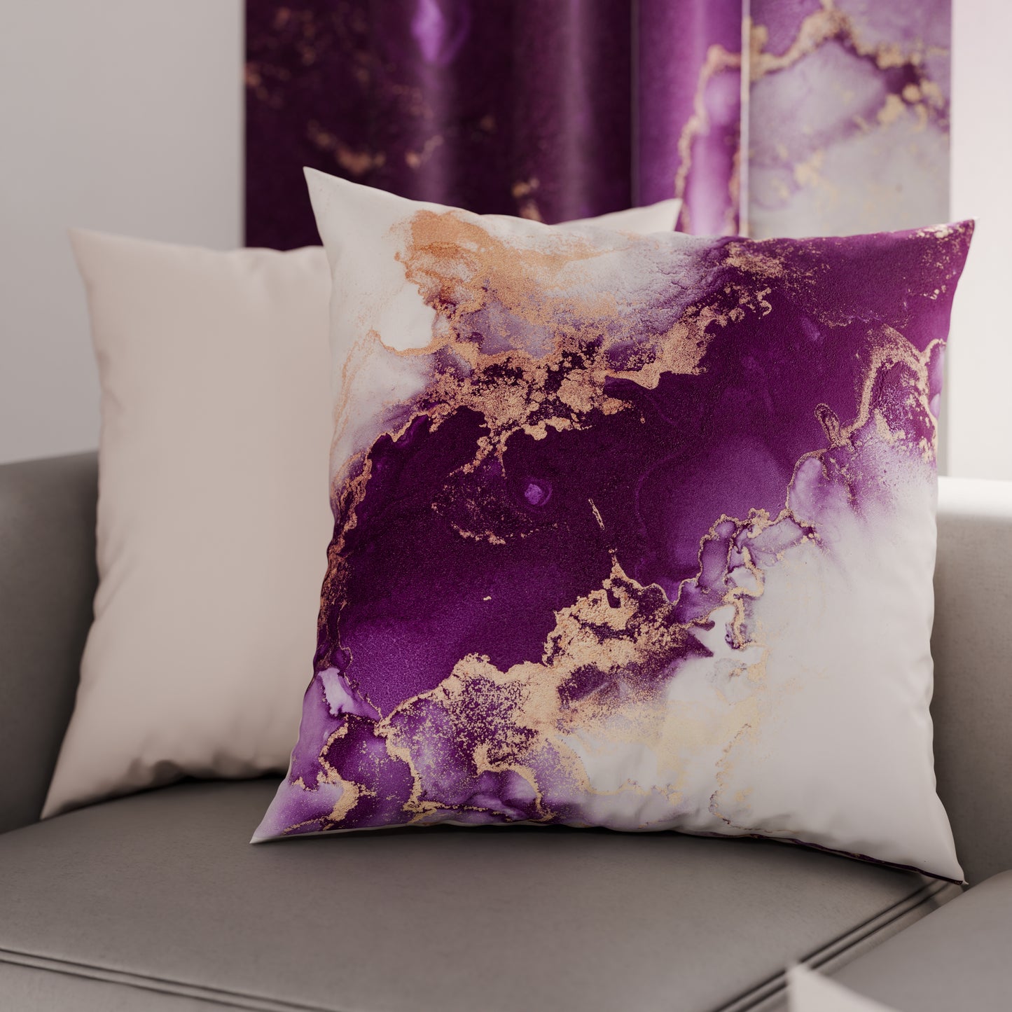 Coussins, Housses de coussin pour canapé, Coussins décoratifs en impression numérique Marble 01 Violet