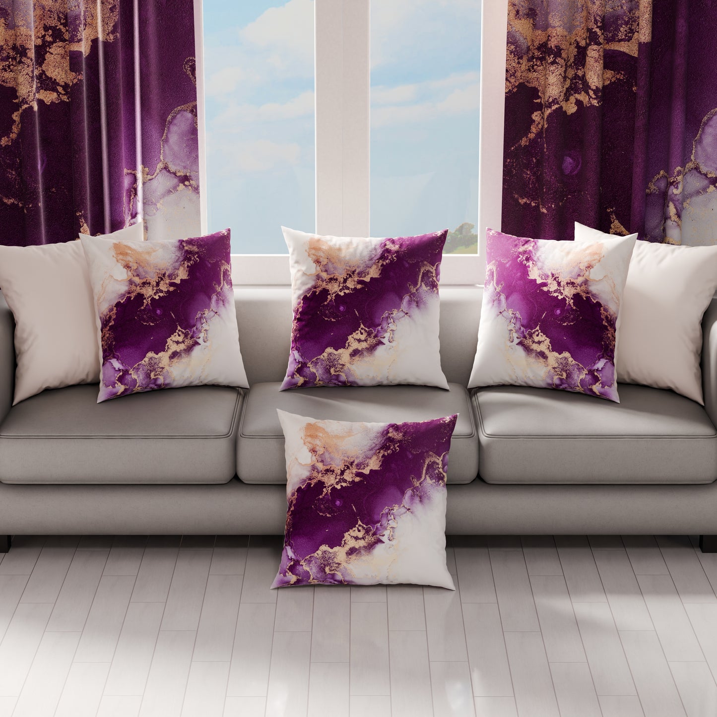 Coussins, Housses de coussin pour canapé, Coussins décoratifs en impression numérique Marble 01 Violet