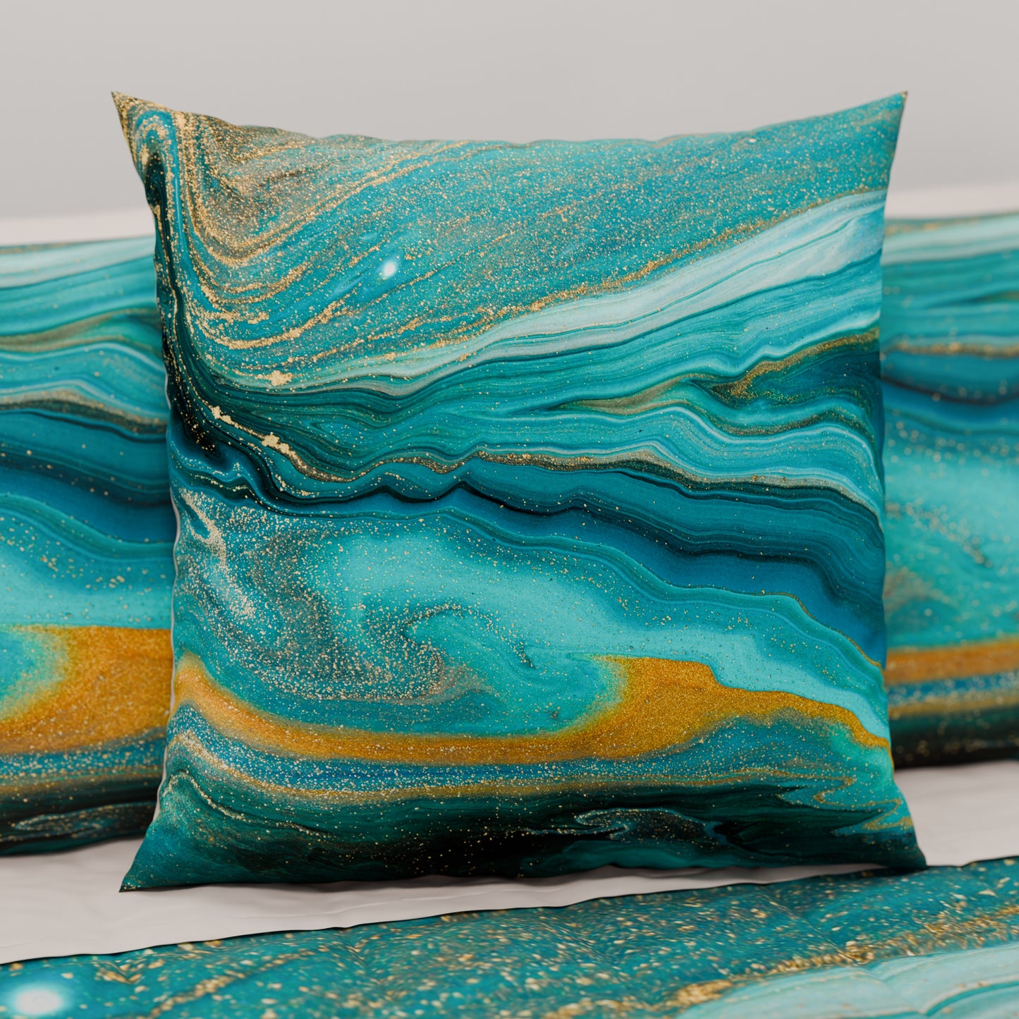 Coussins, Housses de coussin pour canapé, Coussins décoratifs en impression numérique Marble 02 Vert