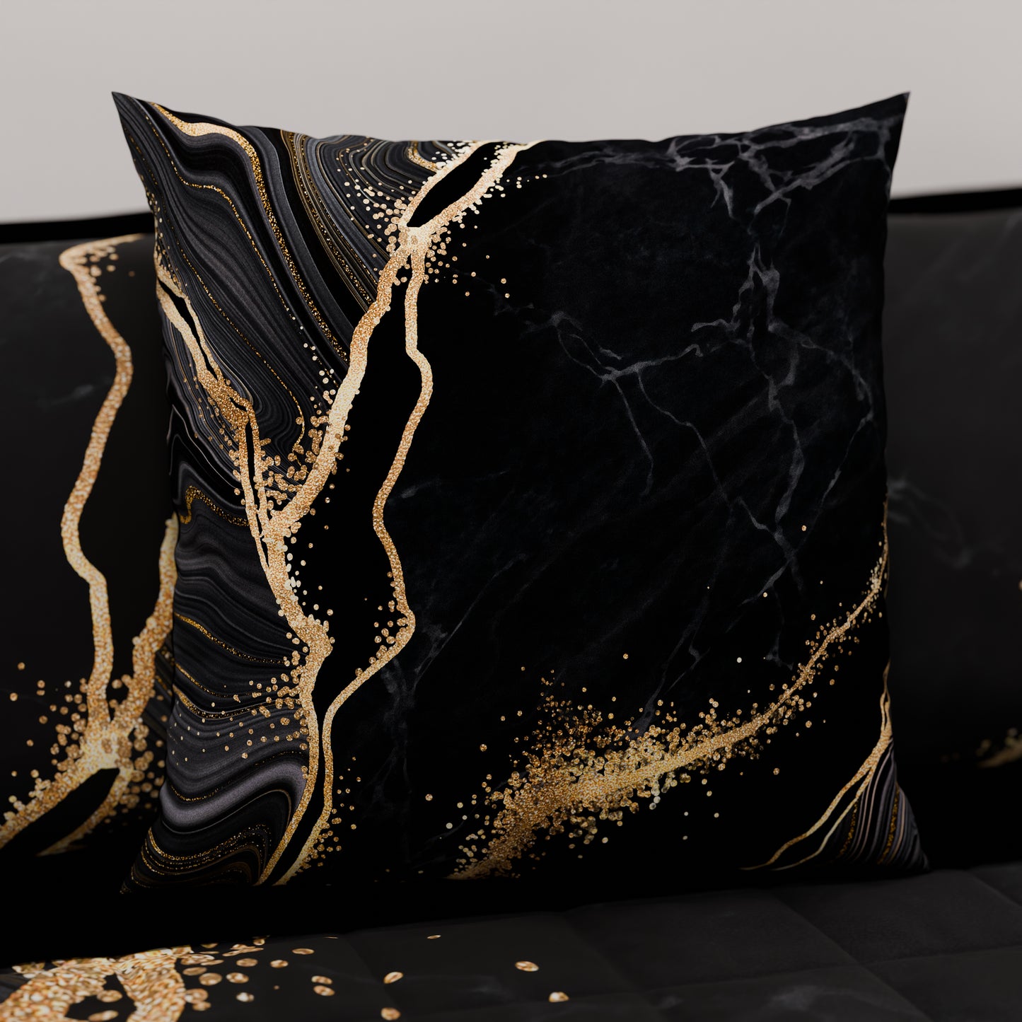 Cuscini, Copricuscini Divano, Cuscini Arredo in Stampa Digitale Marble 07 Nero