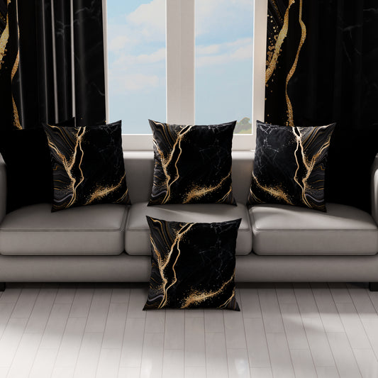 Cuscini, Copricuscini Divano, Cuscini Arredo in Stampa Digitale Marble 07 Nero