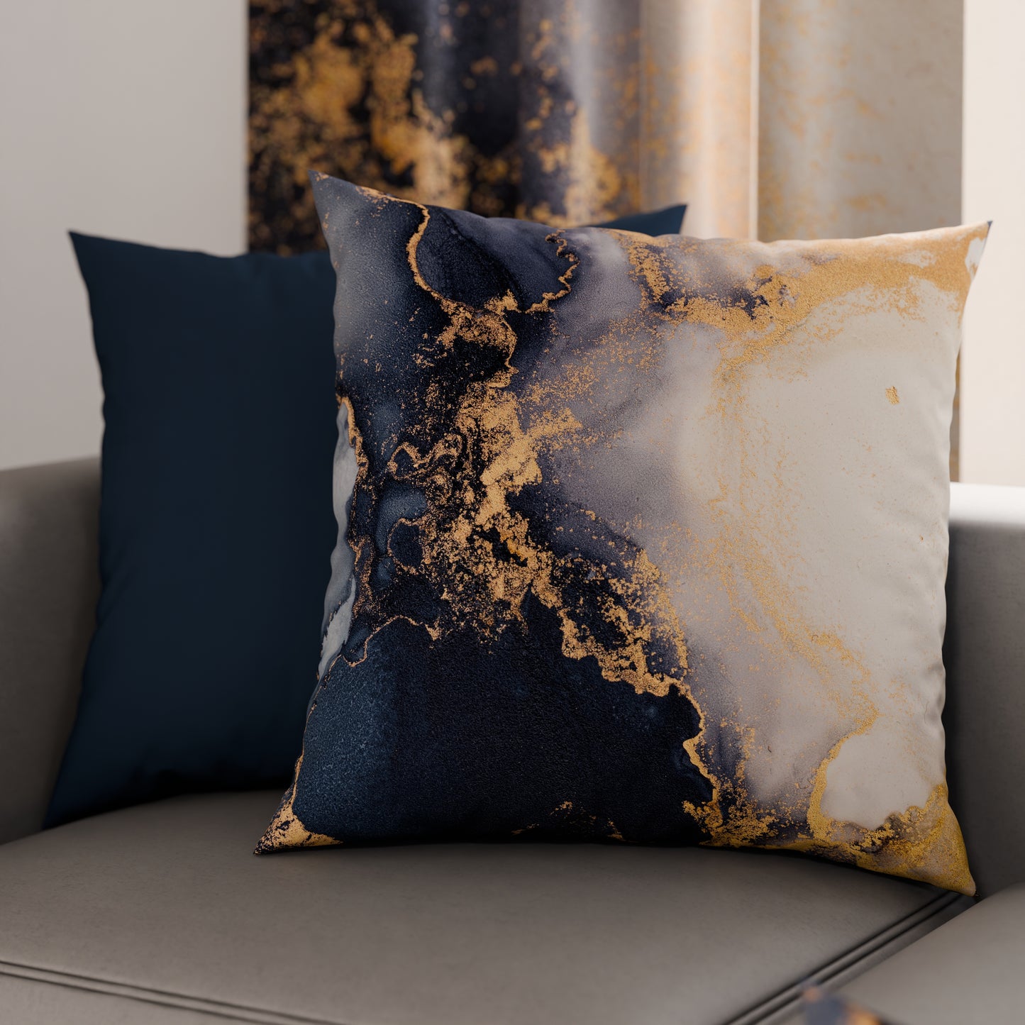 Coussins, Housses de coussin pour canapé, Coussins décoratifs en impression numérique Marble 08 Bleu
