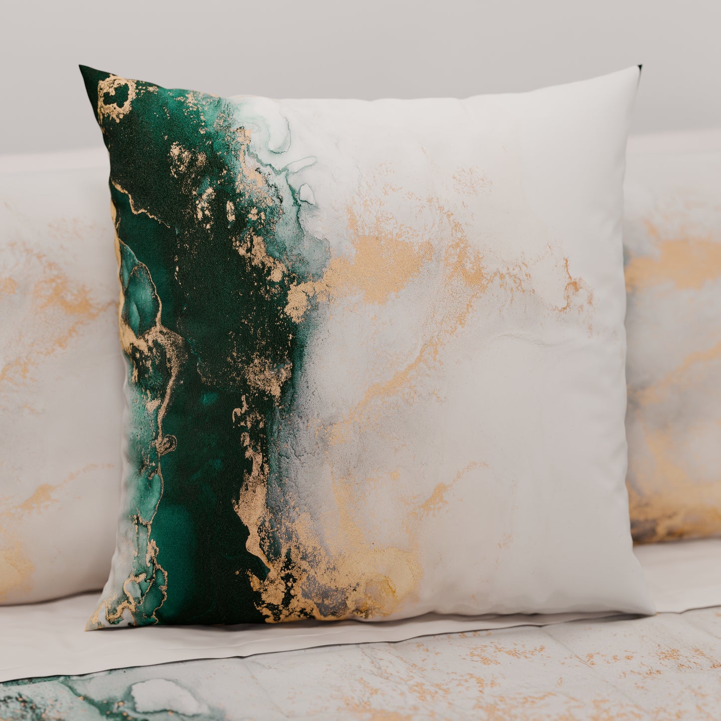 Cuscini, Copricuscini Divano, Cuscini Arredo in Stampa Digitale Marble 09 Smeraldo