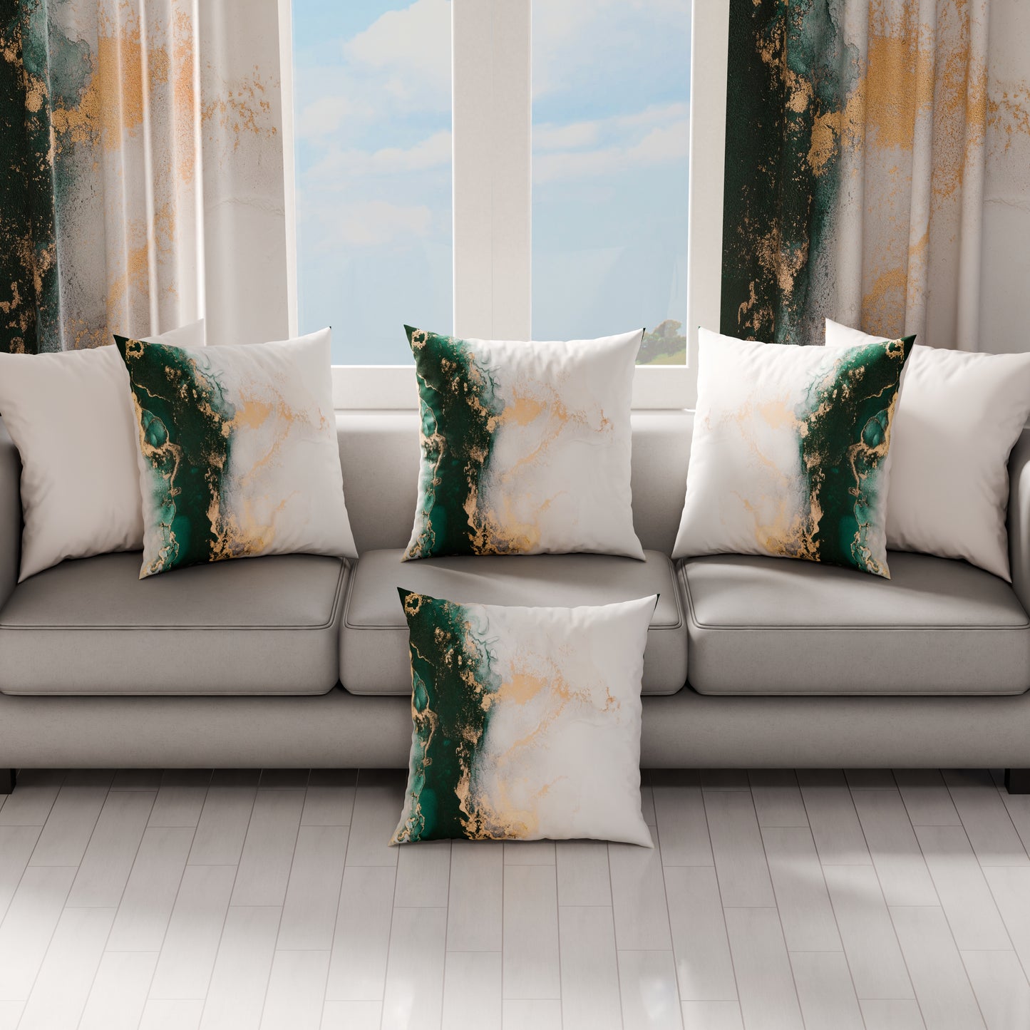 Cuscini, Copricuscini Divano, Cuscini Arredo in Stampa Digitale Marble 09 Smeraldo
