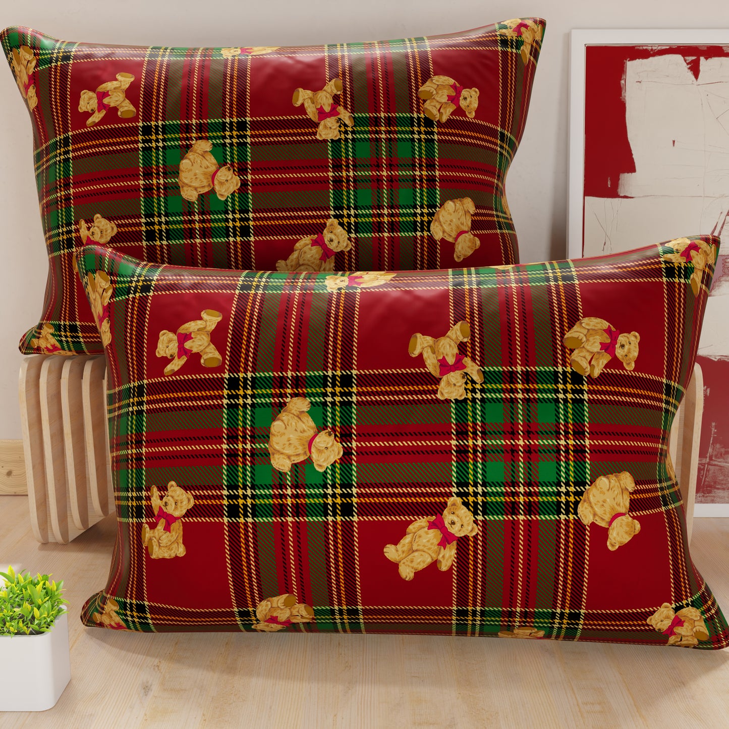 Federe Cuscini in Stampa Digitale Natale, Osetto Tartan