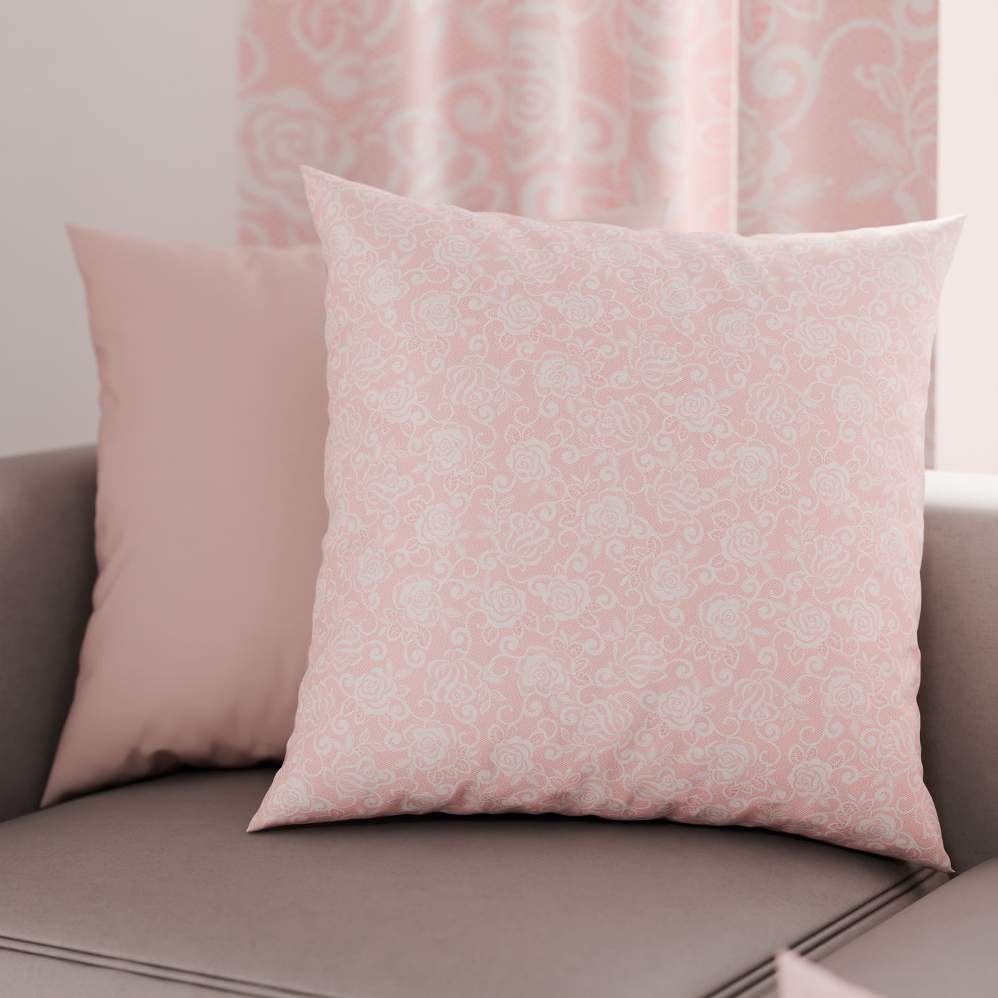 Cuscini, Copricuscini Divano, Cuscini Arredo in Stampa Digitale Pizzo Rose Rosa