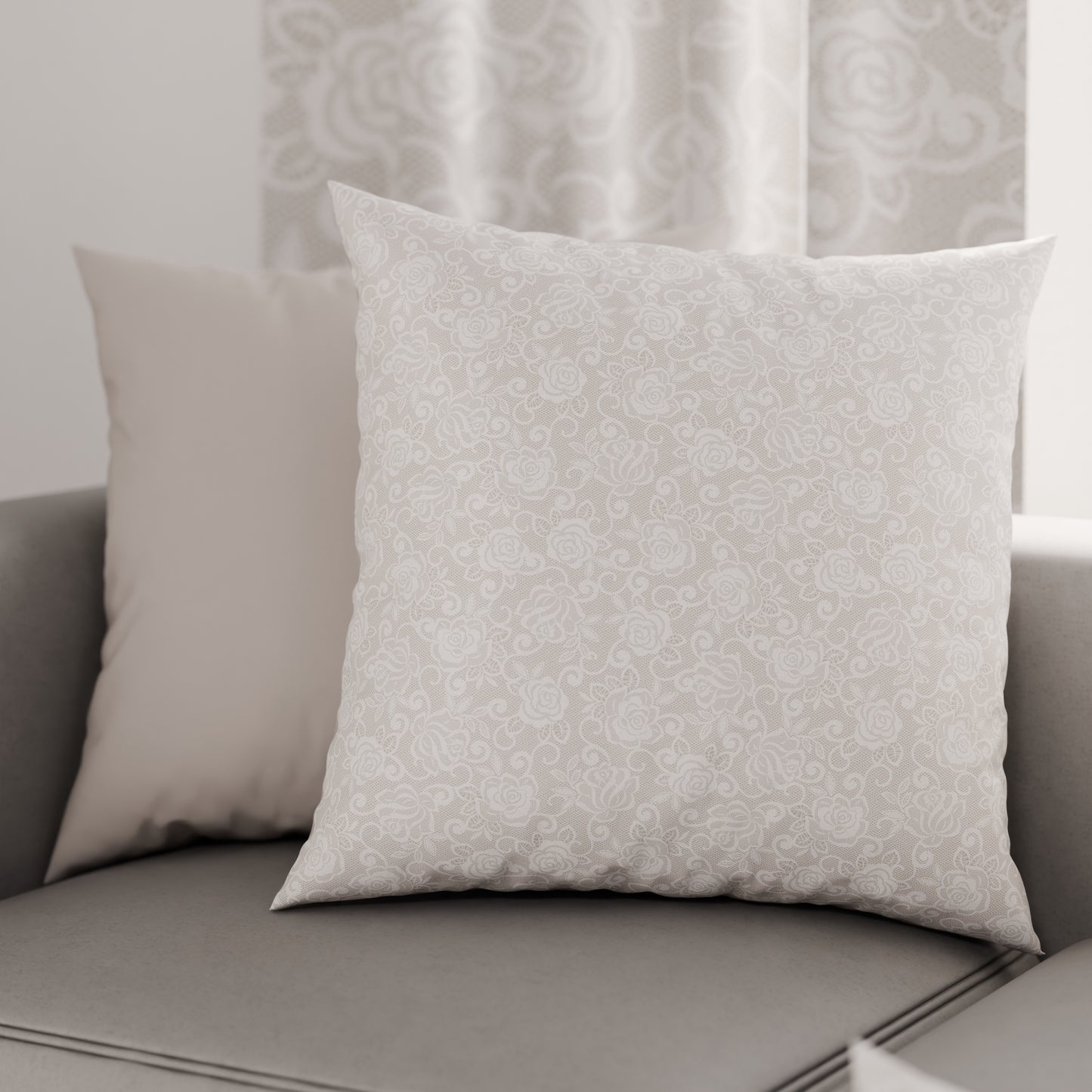 Coussins, Housses de coussin pour canapé, Coussins décoratifs en impression numérique Dentelle Rose Taupe