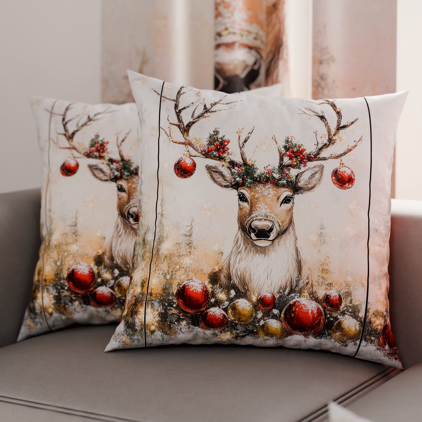 Coussins, Housses de coussin pour canapé, Coussins décoratifs de Noël Renne