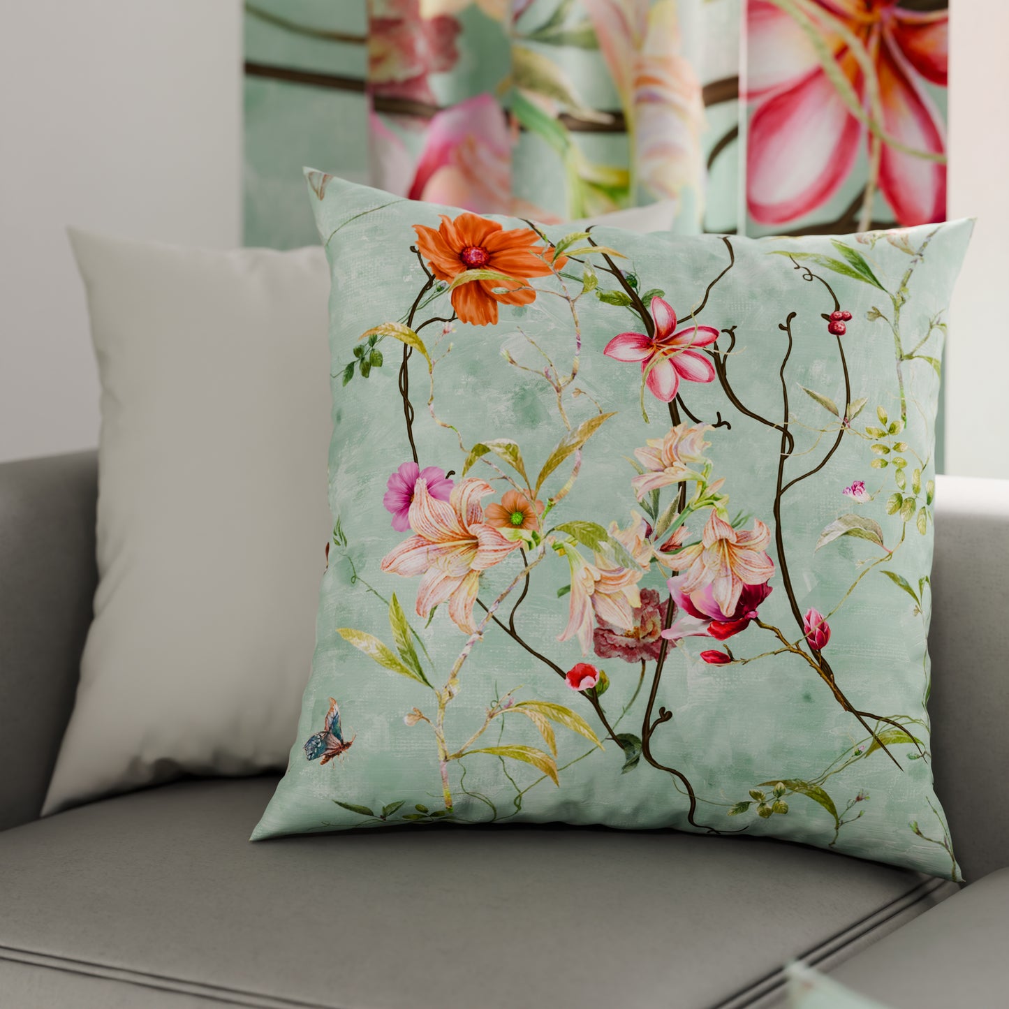 Coussins, Housses de coussin pour canapé, Coussins décoratifs en impression numérique Spring 03 Acquamarine
