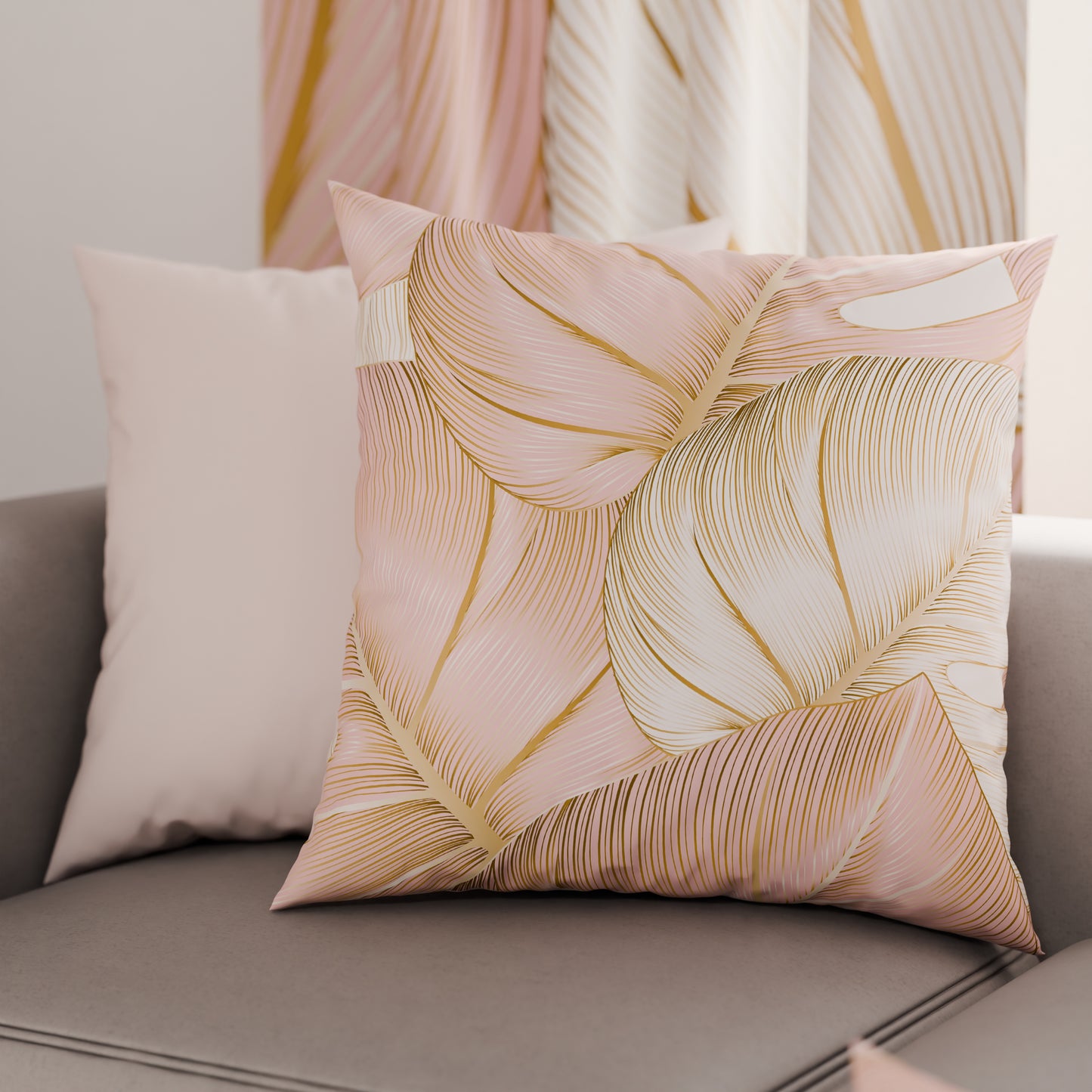 Coussins, Housses de coussin pour canapé, Coussins décoratifs en impression numérique Tropical Poudre Or