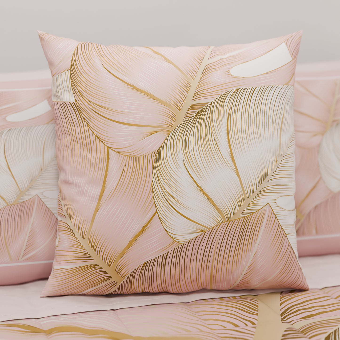 Coussins, Housses de coussin pour canapé, Coussins décoratifs en impression numérique Tropical Poudre Or
