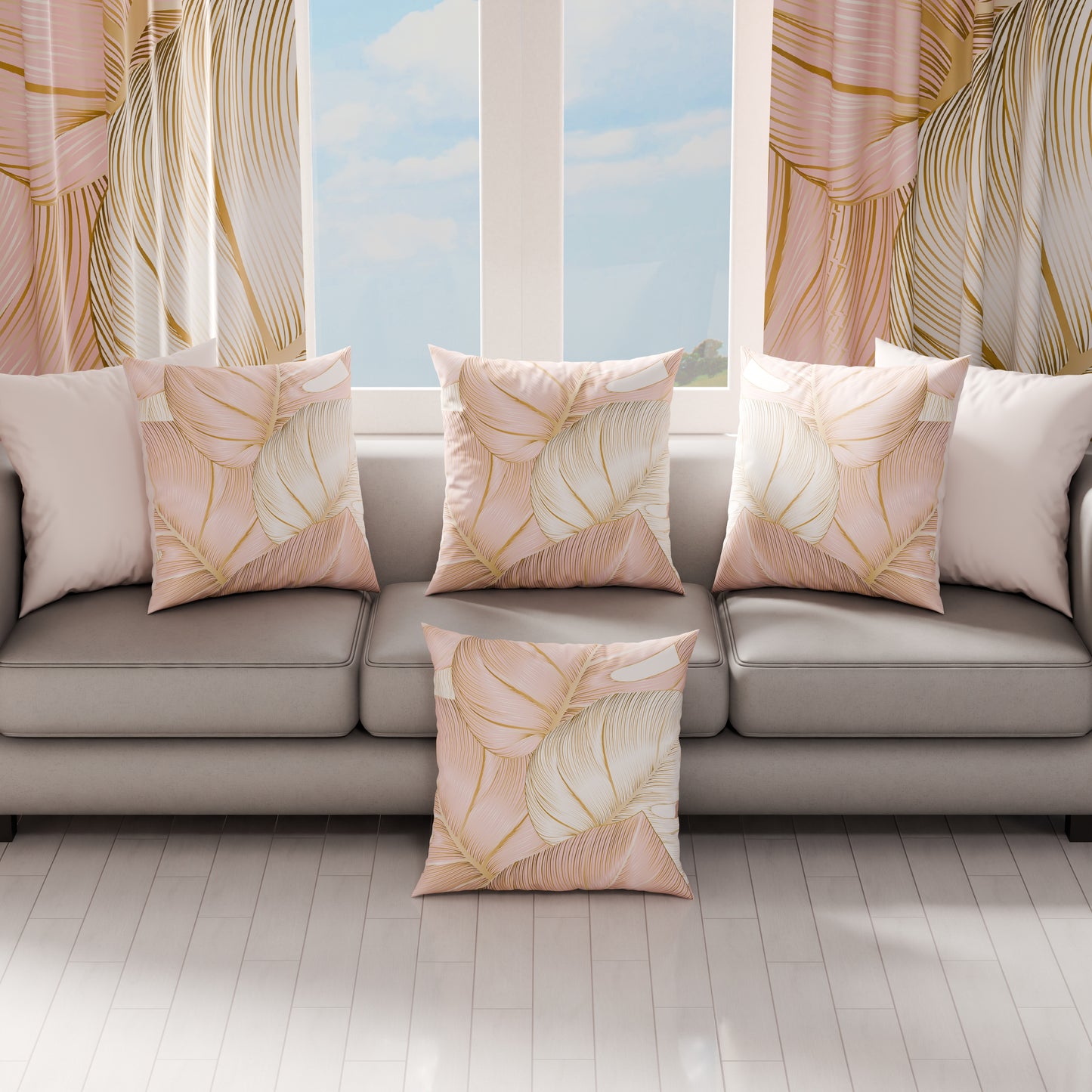 Coussins, Housses de coussin pour canapé, Coussins décoratifs en impression numérique Tropical Poudre Or
