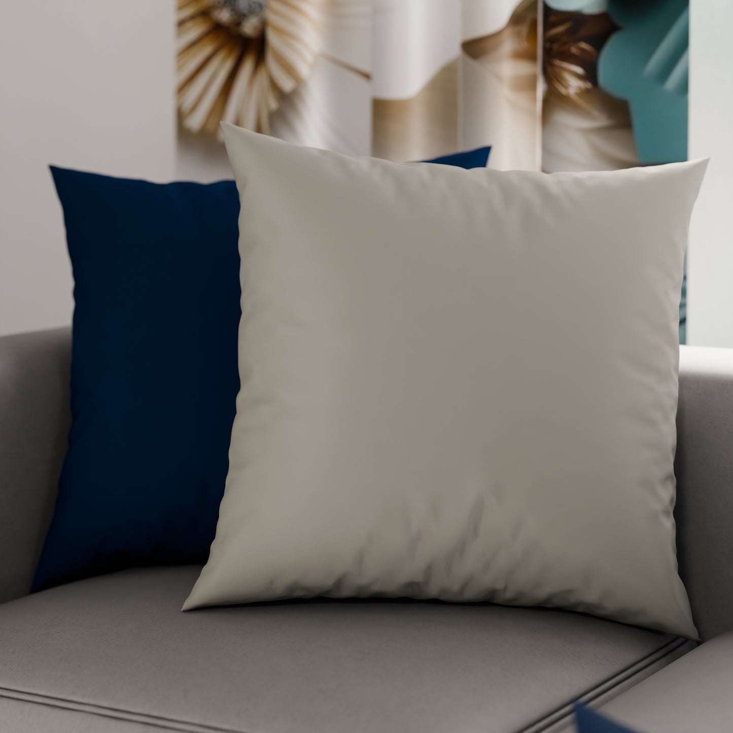 Cuscini, Copricuscini Divano, Cuscini Arredo in Tinta Unita, Grigio Chiaro/Blu Notte