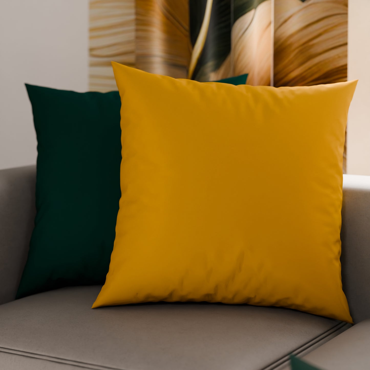 Cuscini, Copricuscini Divano, Cuscini Arredo in Tinta Unita, Verde Smeraldo/Giallo Ocra