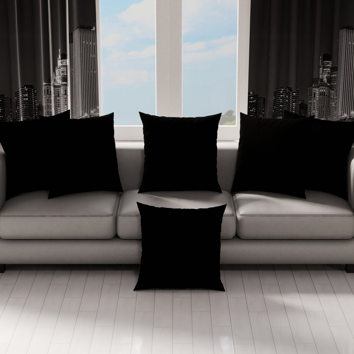 Coussins, Housses de coussin pour canapé, Coussins décoratifs unis, Noir