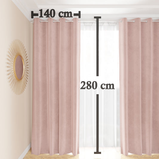 Tenda a Pannello in Velluto per Interni con Anelli, 140x280 cm, Cipria